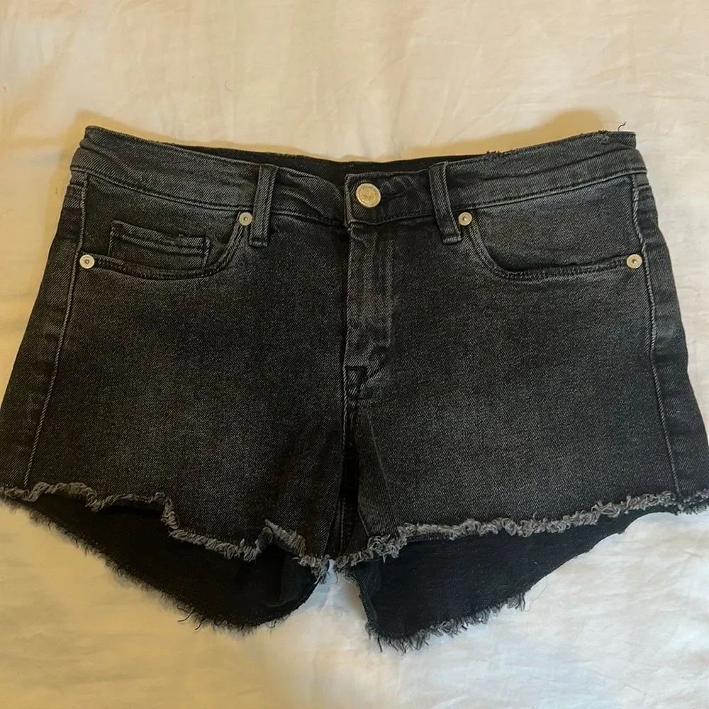 Blank NYC Washed Black Denim Cutoff Shorts